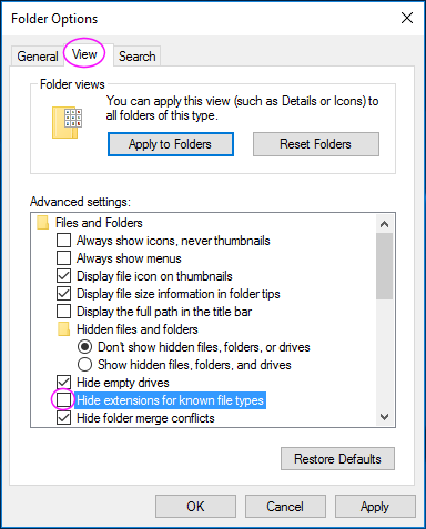 Folder options