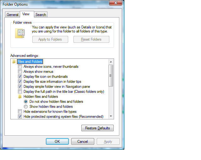 Computer: revealing file extensions
