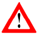 A warning triangle used to represent health and safety