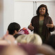 A speaker giving a talk to students