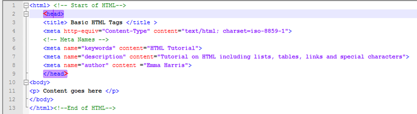 Basic HTML Tags